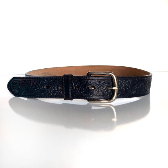 Justin Black TROPHY WESTERN Top Grain Leather Belt Size 36 Made in USA - Picture 7 of 9